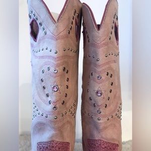 Tall heart and rhinestone pink Ariat cowboy boots
